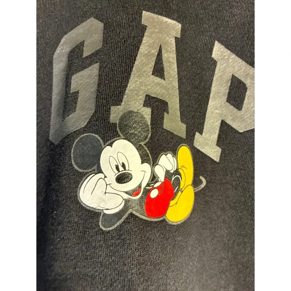 Gap x Disney Mickey Mouse Logo Hoodie Kids Large Black Pullover Sweatshirt